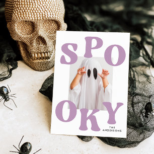 Retro Spooky Lila Typography Photo Halloween Julkort