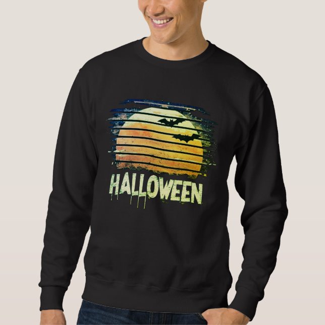 Retro Spooky Måne Halloween Sweatshirt (Framsida)