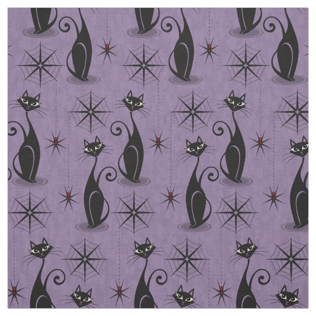 Retro Spooky Meow - Atomkatter som är stressade Li Tyg (Provkarta)