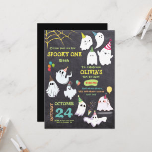 Retro spooky one Halloween 1st-födelsedag Inbjudningar