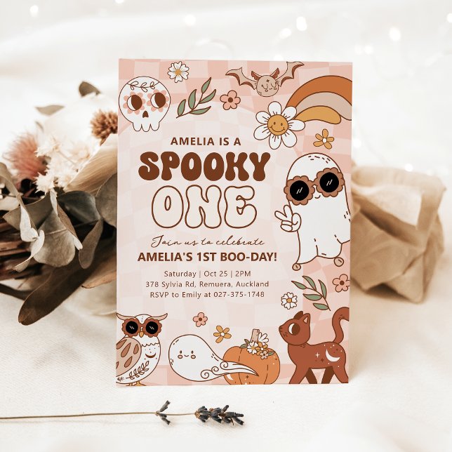 Retro Spooky One Halloween Birthday-inbjudan Inbjudningar (Skapare uppladdad)