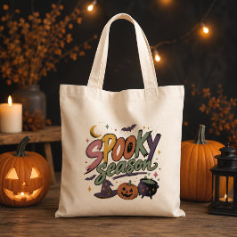 Retro Spooky Season Halloween Tote Bag Tygkasse