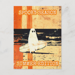 Retro Spooky Summer Goth Ghost med Surfboard Vykort