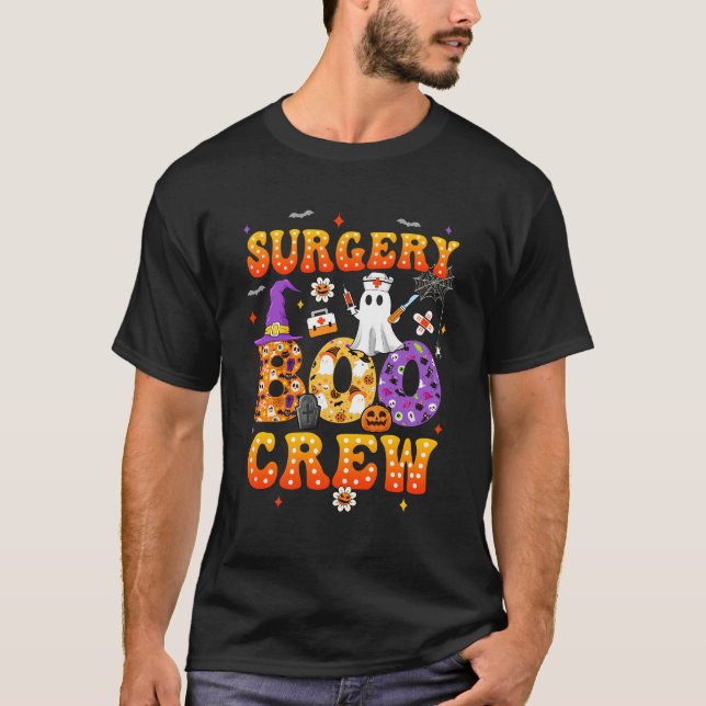 Retro Spooky Surgery Boo Crew Surgical Tech Nurse T Shirt (Framsida)