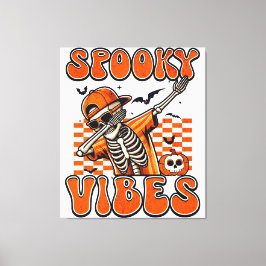 Retro Spooky Vibes Dabbing Skeleton Halloween Canvastryck