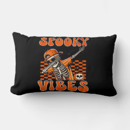 Retro Spooky Vibes Dabbing Skeleton Halloween Lumbarkudde