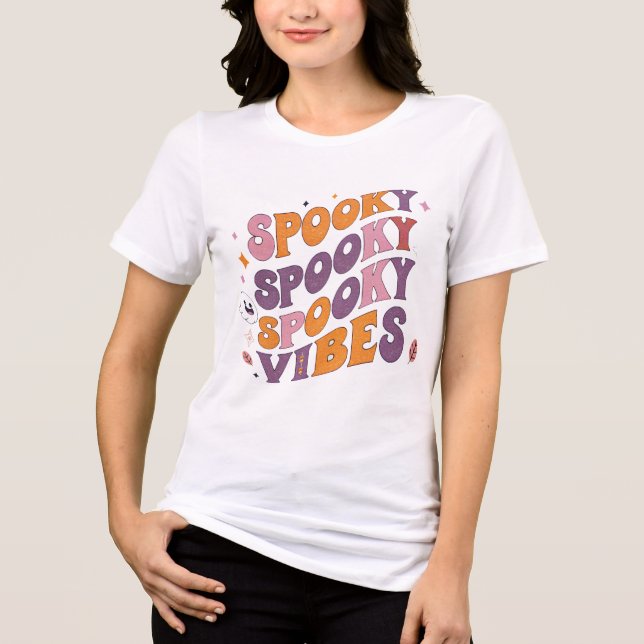 Retro Spooky Vibes Halloween Vintage T Shirt (Framsida)