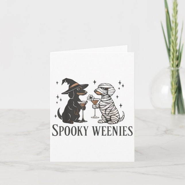 Retro Spooky Weenies Halloween Dachshund Spooky Se Kort (Framsida)