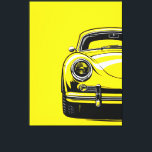 Retro sportbil framifrån Pop Art gul illustration Canvastryck<br><div class="desc">Retro sportbil framifrån Pop Art gul illustrationstryck</div>