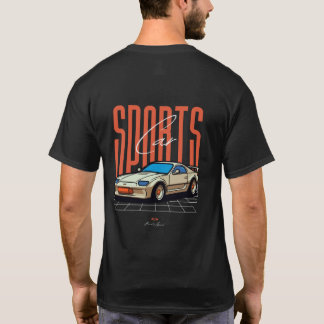 Retro sportbil på neonrutnät t shirt