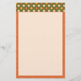 Retro Spring Hand Drawn Floral Striped Vertical Brevpapper