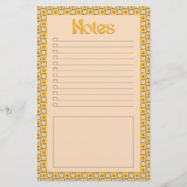 Retro Spring Hand Drawn Groovy Floral Check Notes Brevpapper