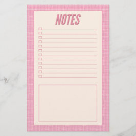 Retro Spring Hand Drawn Pink and White Grid Notes Brevpapper