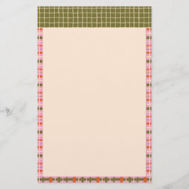 Retro Spring Hand Drawn Plaid and Grid Vertical Brevpapper