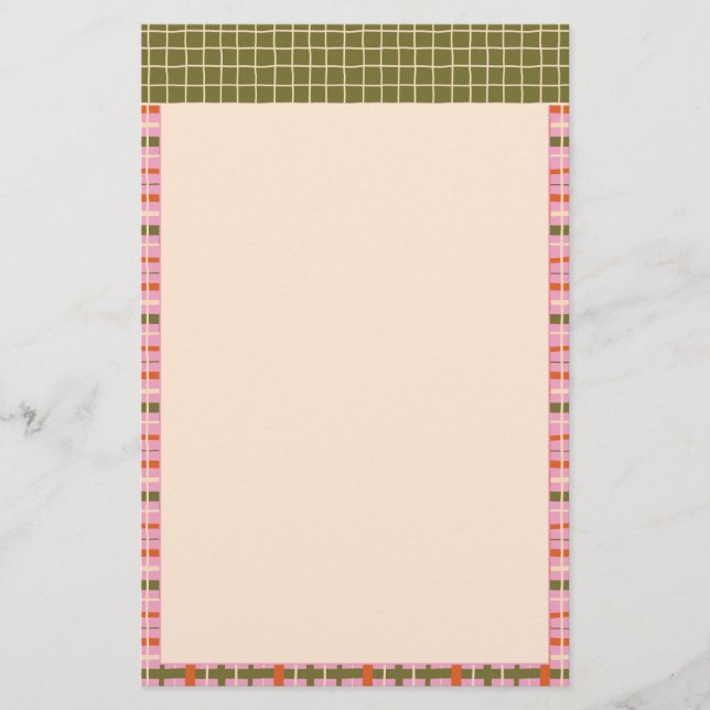 Retro Spring Hand Drawn Plaid and Grid Vertical Brevpapper (Framsida)