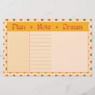 Retro Spring Hand Drawn Plan and Dream Floral Grid Brevpapper