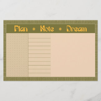 Retro Spring Hand Drawn Plan and Dream Green Grid Brevpapper