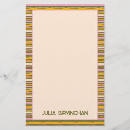 Retro Spring Hand Drawn Striped Personal Brevpapper