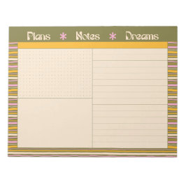 Retro Spring Hand Drawn Striped Plan and Dream Anteckningsblock