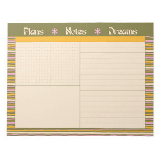 Retro Spring Hand Drawn Striped Plan and Dream Anteckningsblock