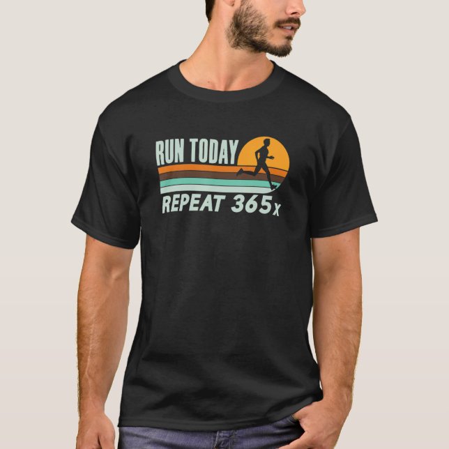 Retro Springa i dag Upprepa 365 Running Streak Spr T Shirt (Framsida)