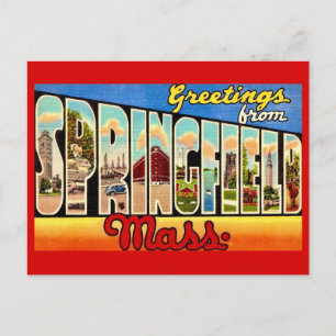 Retro Springfield MA Välkomst vykort