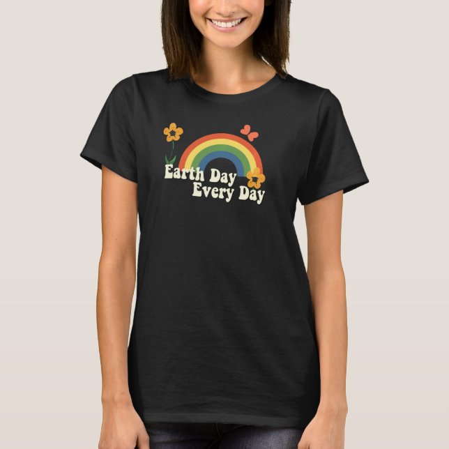 Retro Springtime Earth Day Varje dag regnbågssmör T Shirt (Framsida)