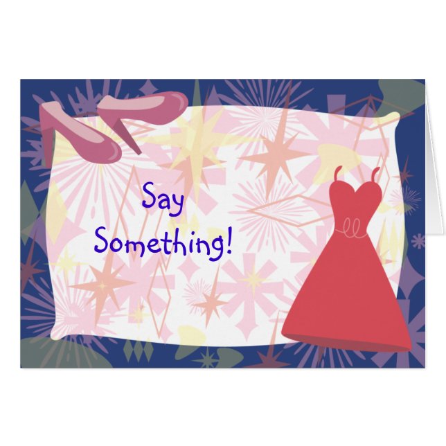 Retro Spunky Gal Hälsningskort (Framsidan Horizontal)