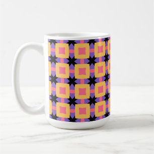 Retro Square Rrid Mönster med Ljusa färger med Kaffemugg
