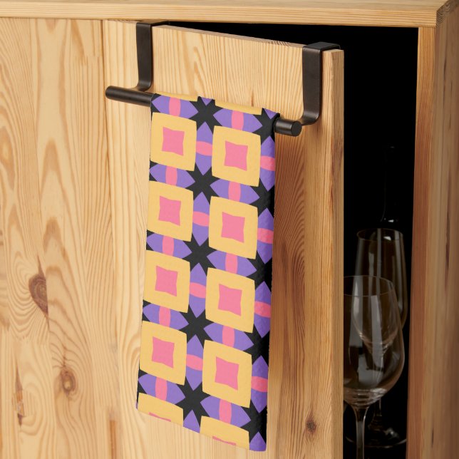 Retro Square Rrid Mönster med Ljusa färger med  Kökshandduk (Thirds Fold)