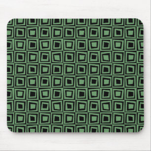 Retro Squares - Arméns Grönt på Black Musmatta