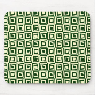 Retro Squares - Cream på Mörk grönt Musmatta