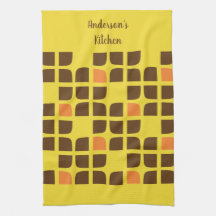 Retro Squares Gult Brown Anpassningsbar Family Nam