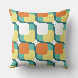 Retro Squares i Teal Dekorativ kudde