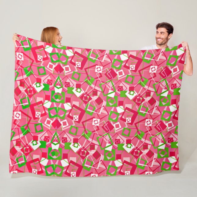 Retro Squares Mönster Fleecefilt (På plats)