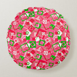 Retro Squares Mönster Rund Kudde