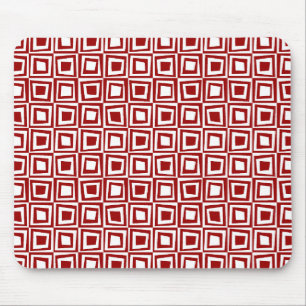 Retro Squares - Ruby Red on White Musmatta