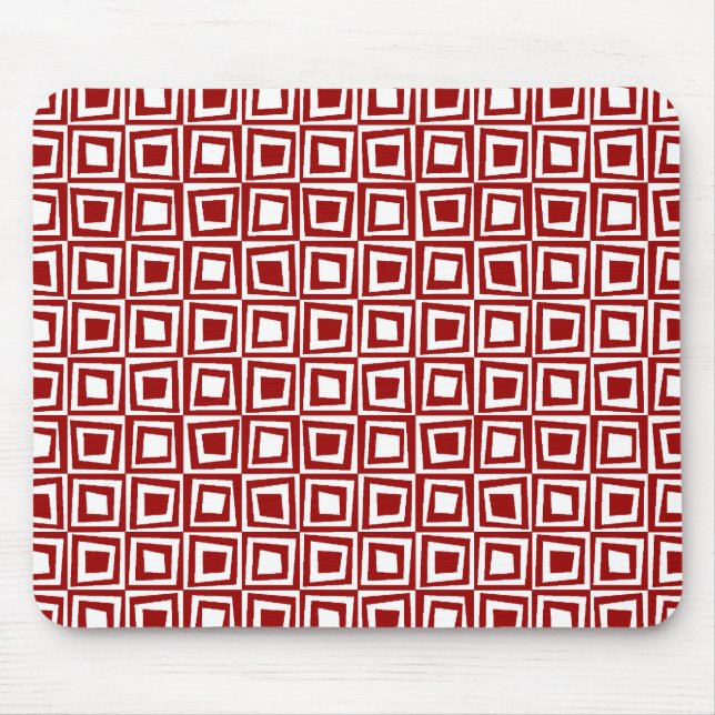 Retro Squares - Ruby Red on White Musmatta (Framsidan)
