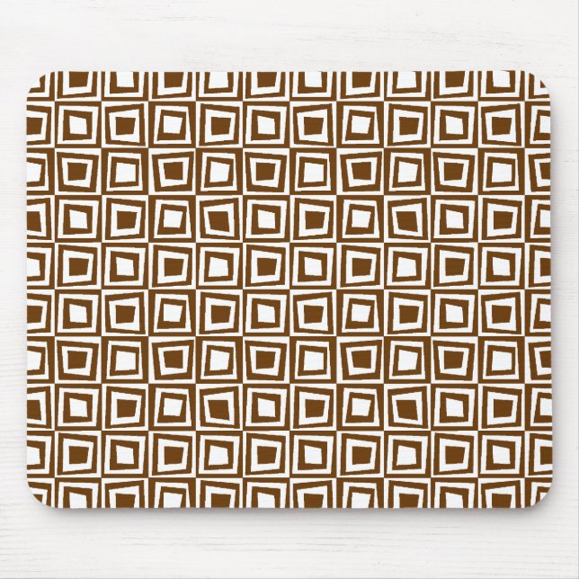 Retro Squares - Walnut på White Musmatta (Framsidan)