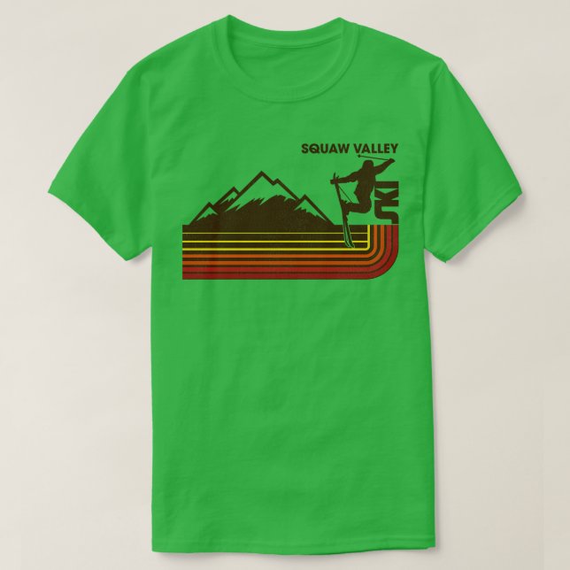 Retro Squaw Valley 70 s80 s Stil Skiing Rand T Shirt (Design framsida)