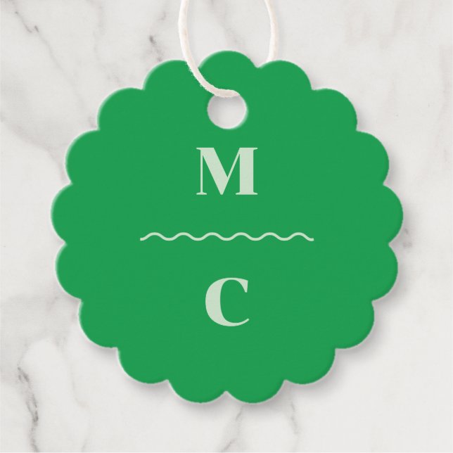 Retro Squiggle Bröllop Monogram Gåvor Etiketter (Framsida)