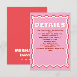 Retro Squiggle Vågigt Curve Red Orange Bröllop Tilläggskort