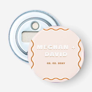 Retro Squiggle Vågigt Curve Terracotta Bröllop Flasköppnare