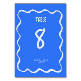 Retro Squiggle Whimsical Cobalt Blue Bröllop Bordsnummer