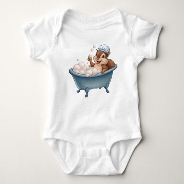 Retro Squirrel Baby Shower T Shirt (Framsida)