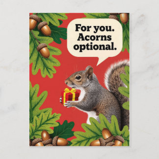 Retro Squirrel with gift parcel greeting Vykort
