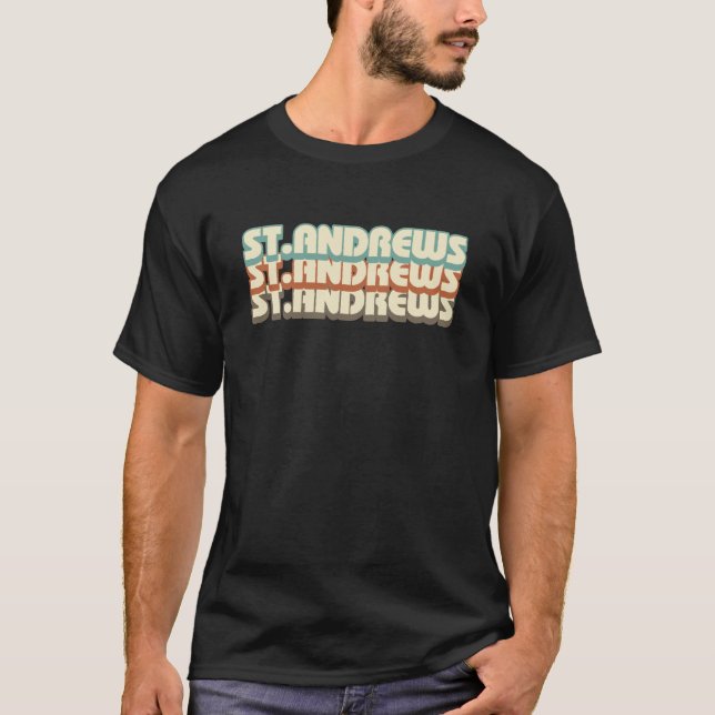 Retro St Andrews Scotland T Shirt (Framsida)