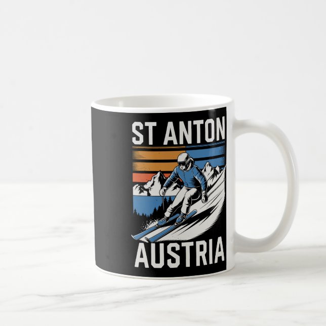 Retro St Anton Österrike Skidort Kaffemugg (Höger)