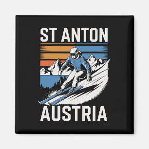 Retro St Anton Österrike Skidort Magnet