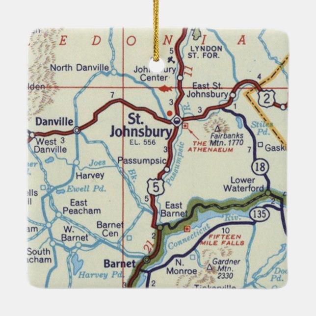 Retro St. Johnsbury Vermont Julgransprydnad Keramik (Baksida)